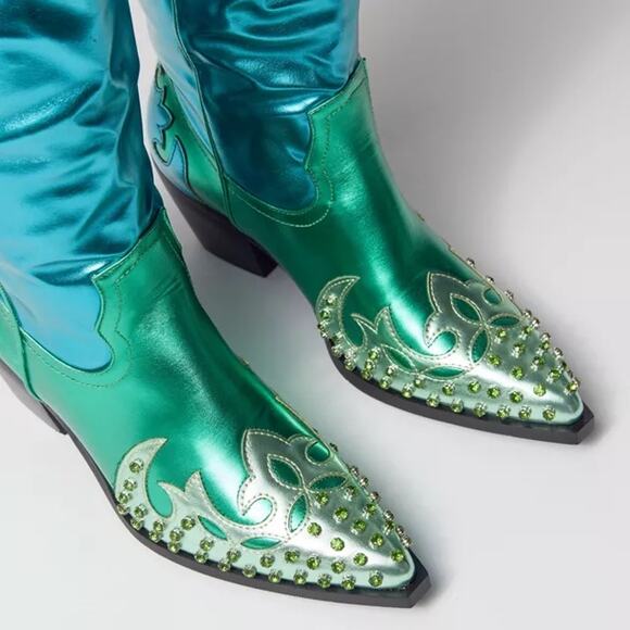 Azalea Wang Jewel Embellished Cowgirl Boots - Picture 3 of 10